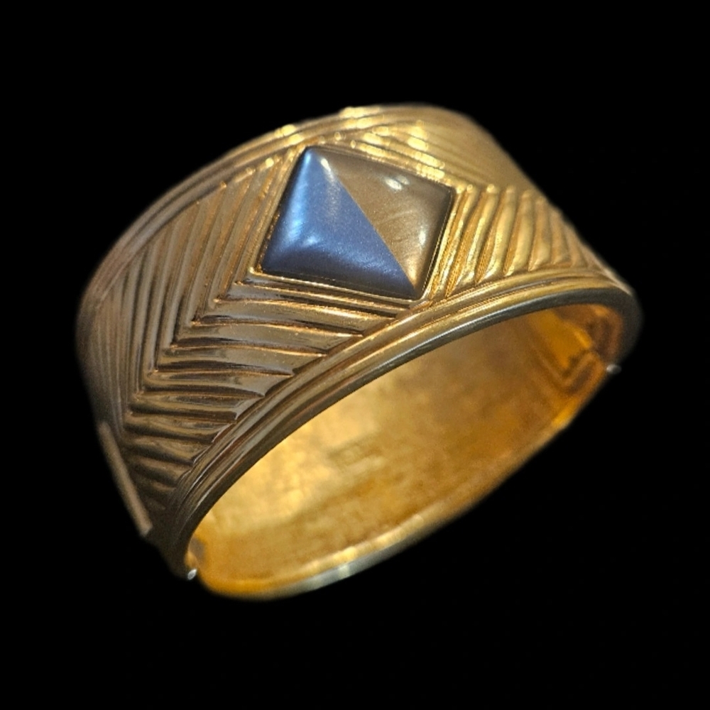 Classic Vintage Gold Egyptian Style Pyramid Accent Women's Cuff Bracelet